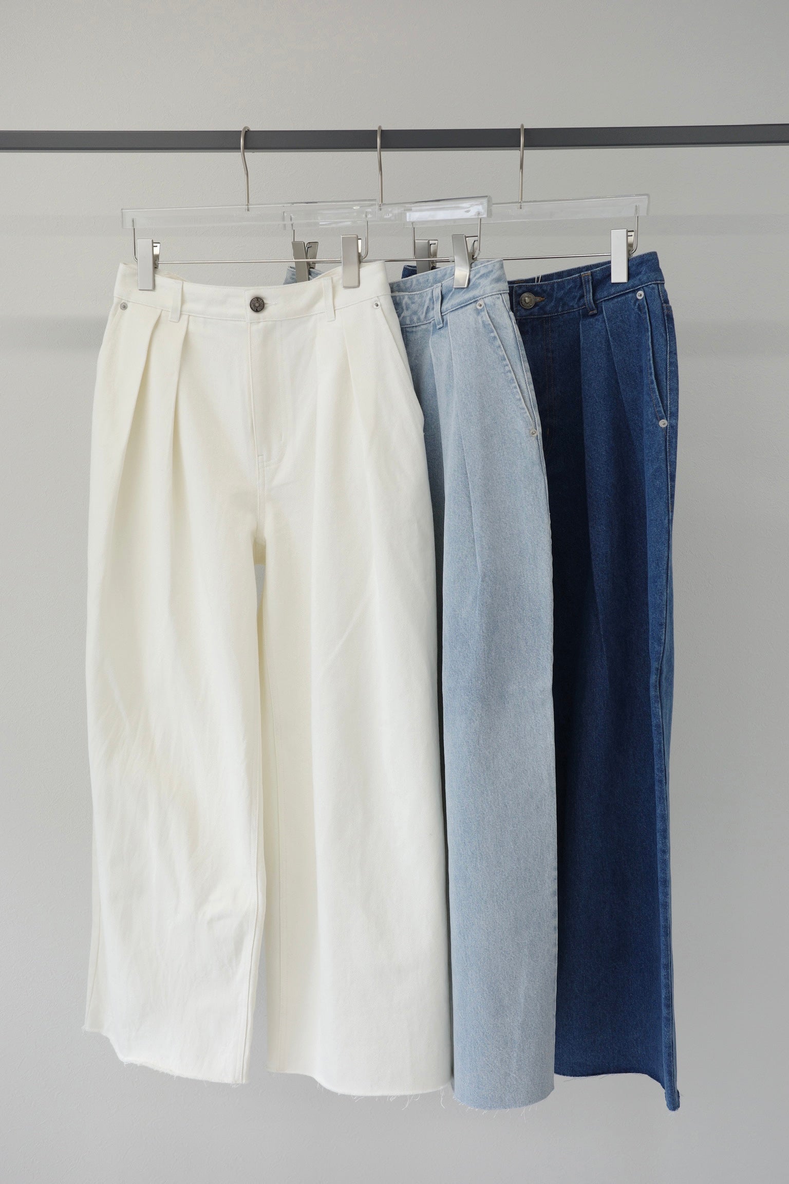 denim tuck pants