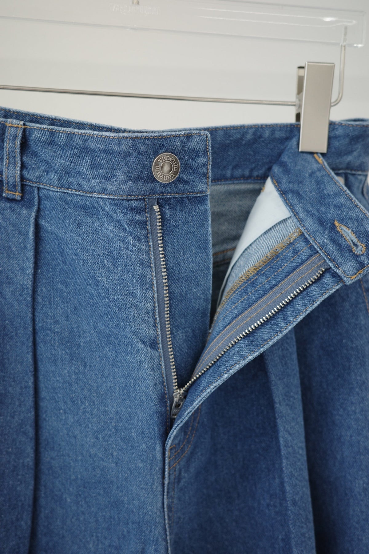 Denim tuck pants