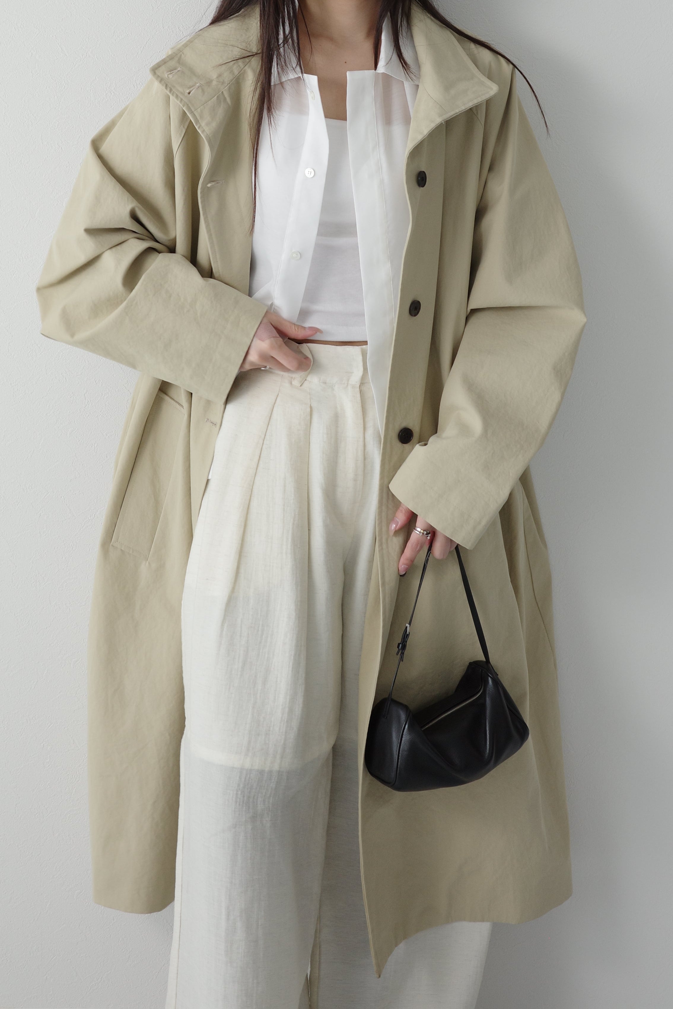 Linen Blend Tuck Wide Pants