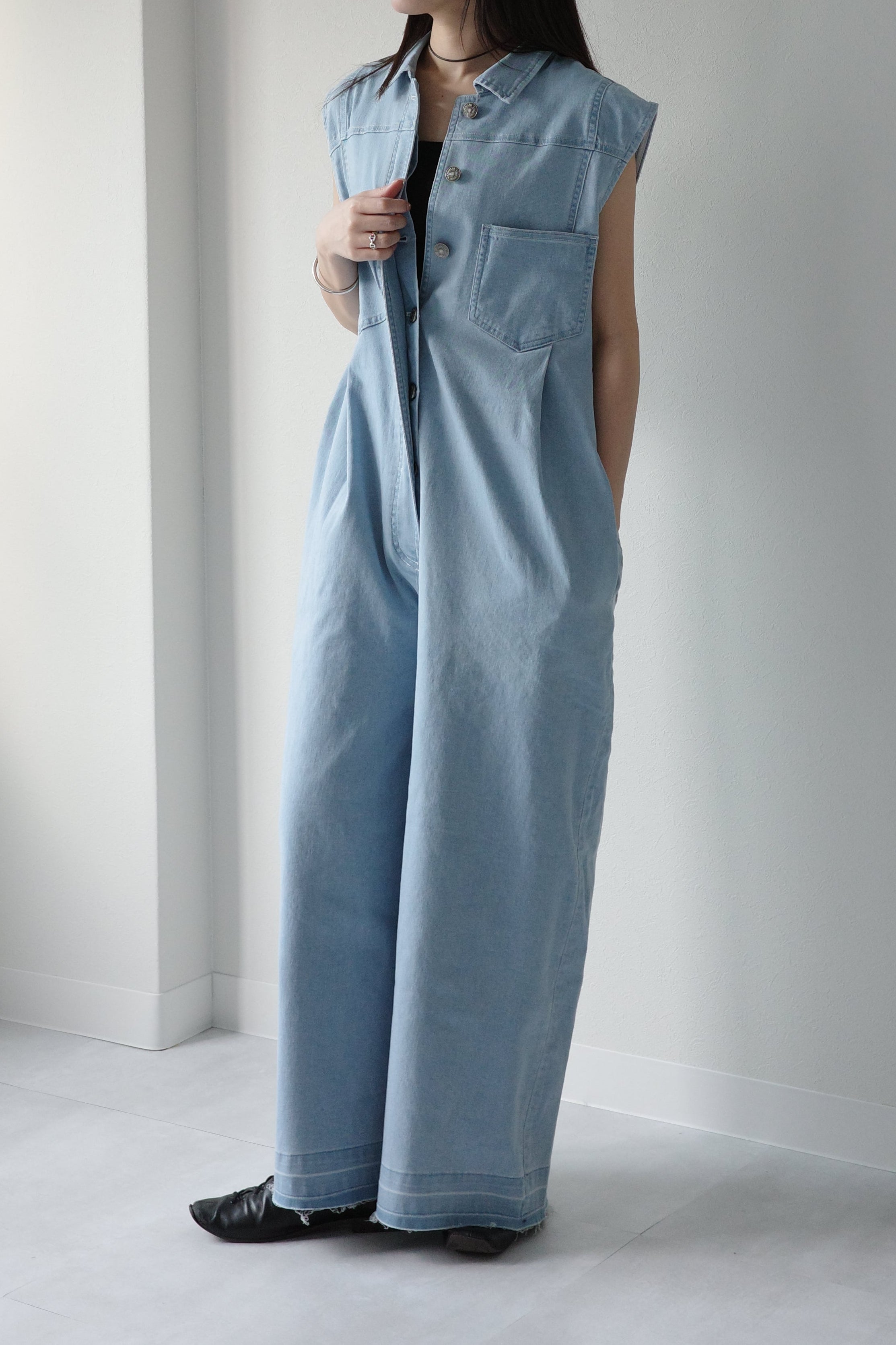 "vaneum" stretch denim overalls