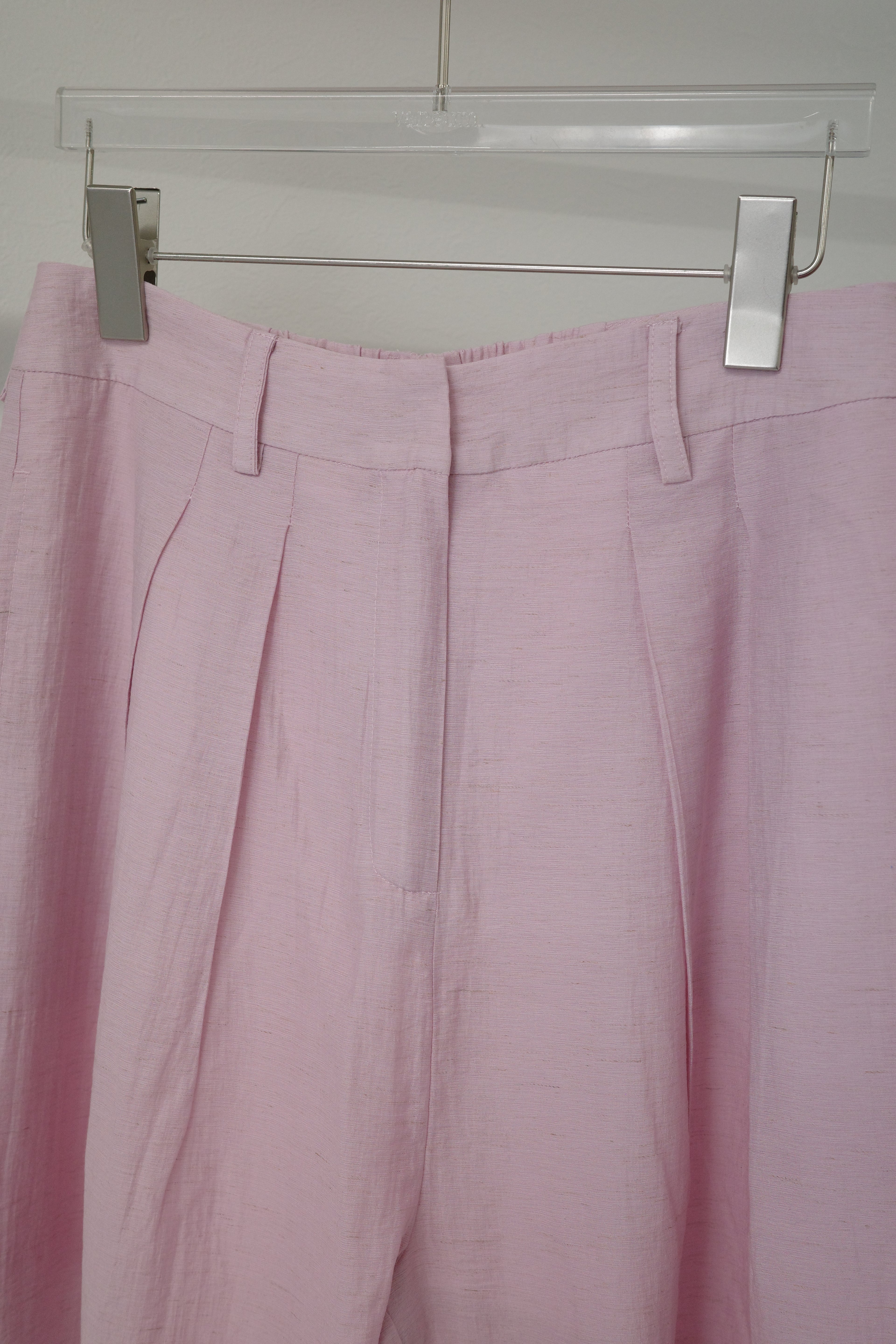 Linen Blend Tuck Wide Pants