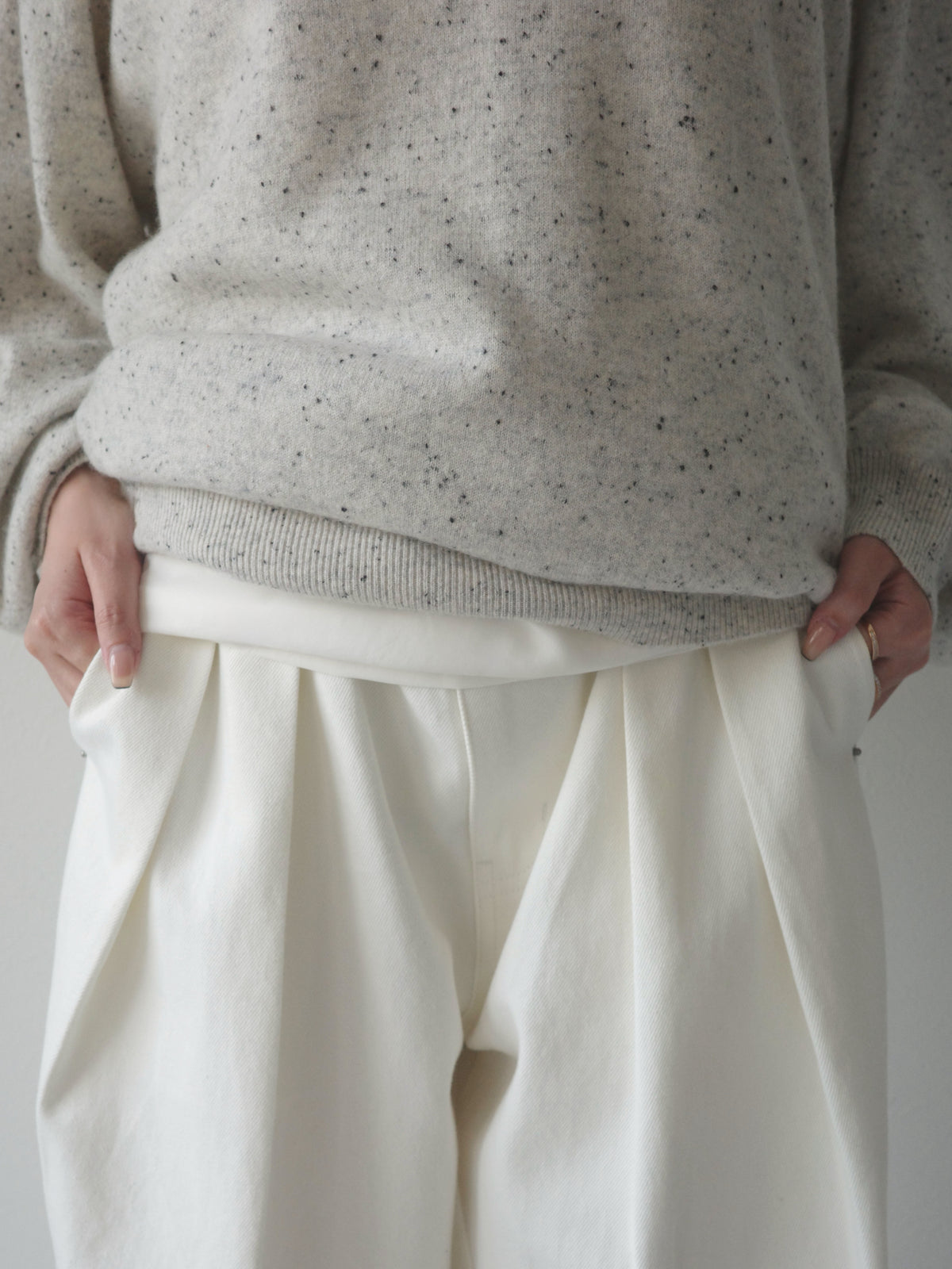 Denim tuck pants