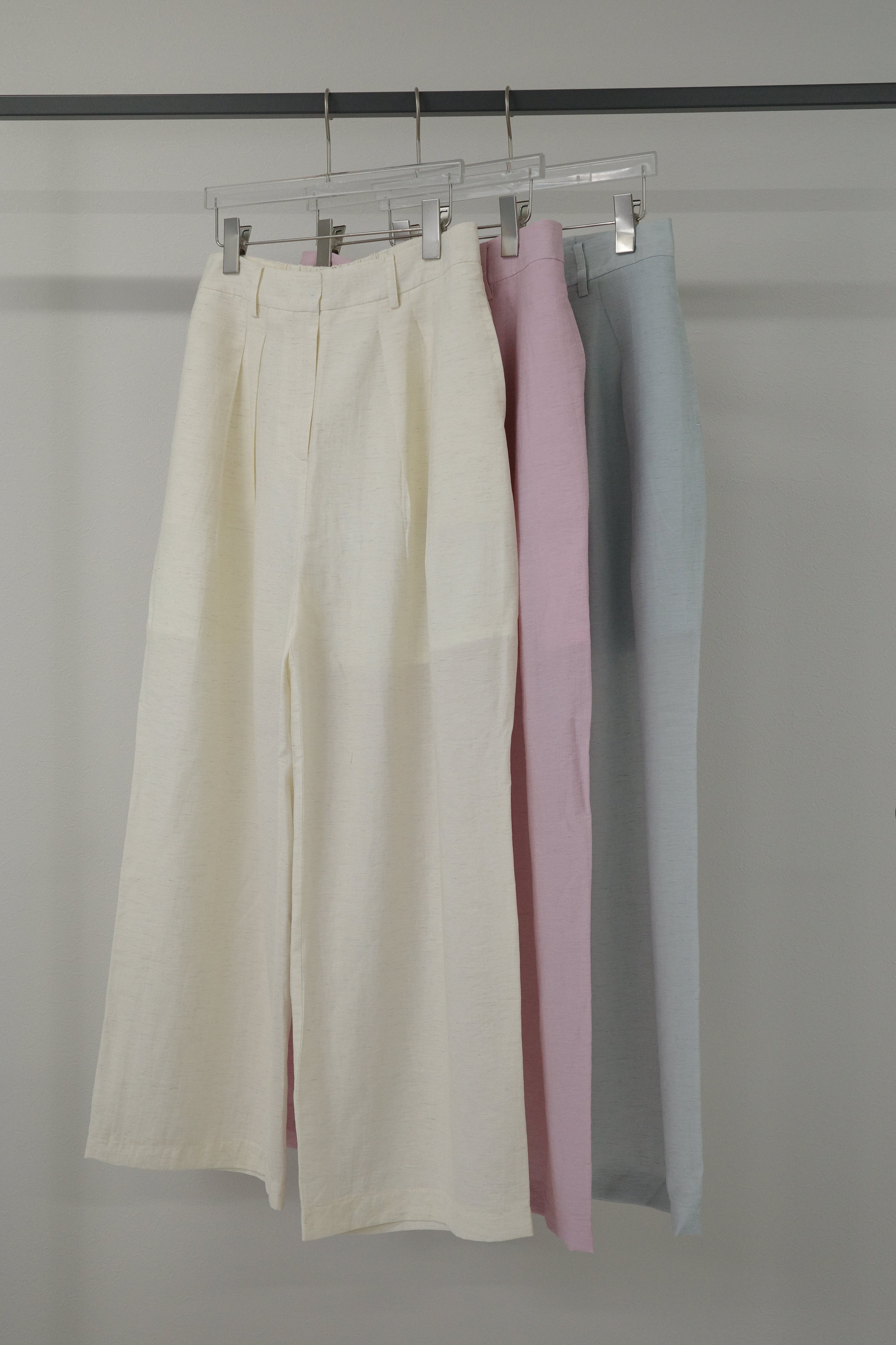 Linen Blend Tuck Wide Pants