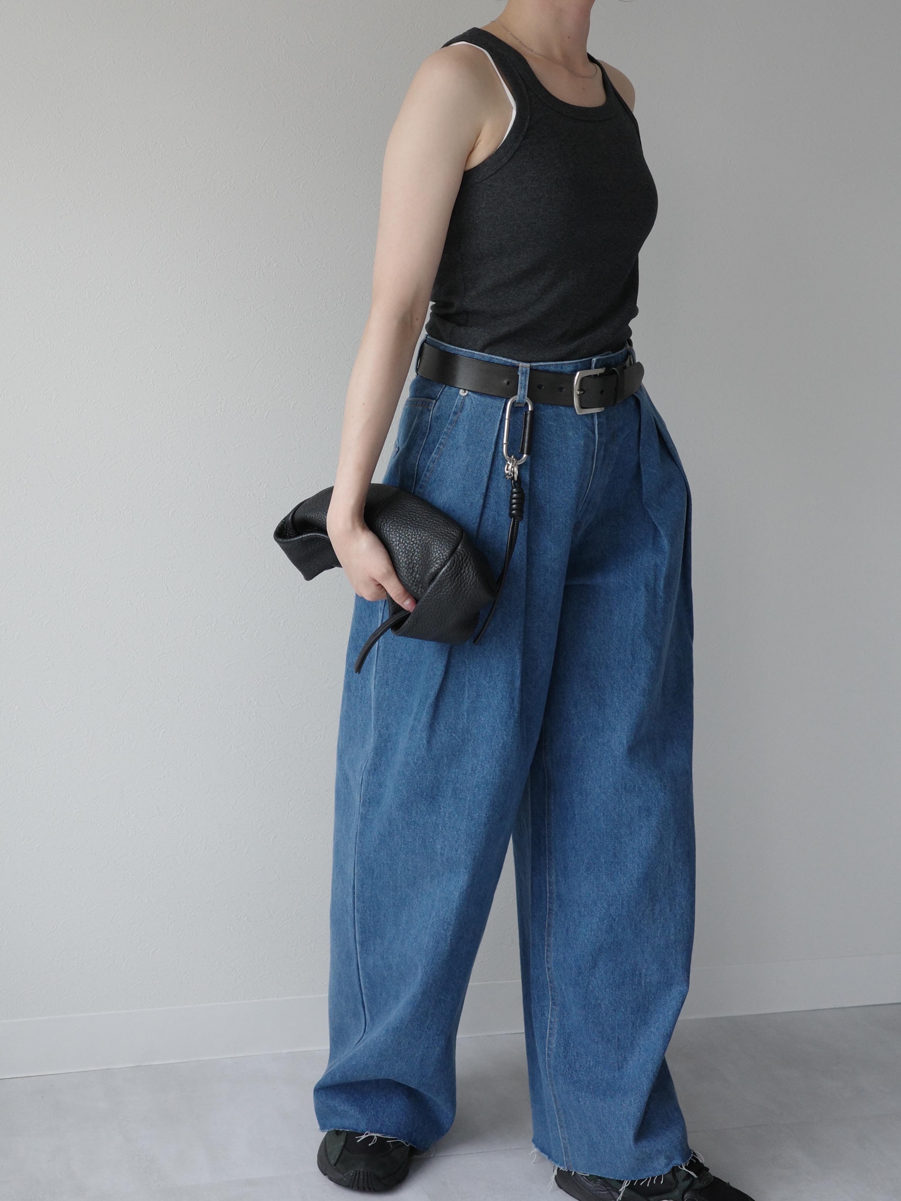denim tuck pants