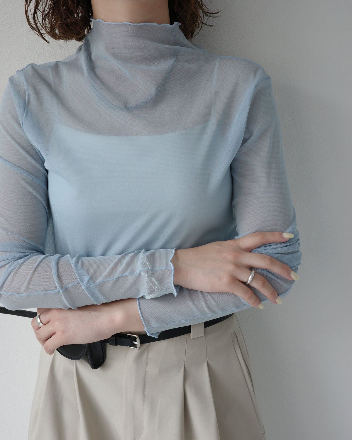 mesh high neck top