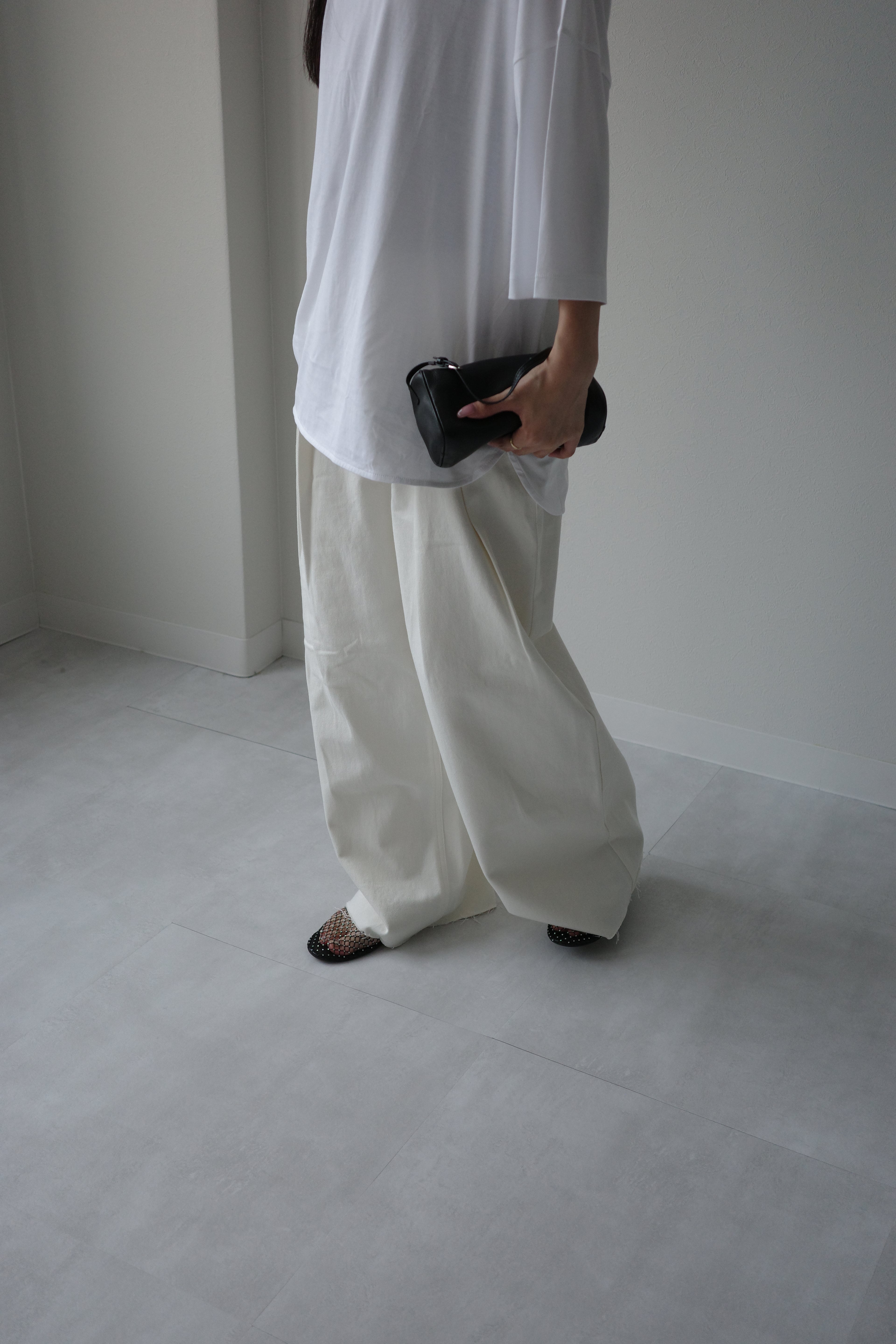 denim tuck pants