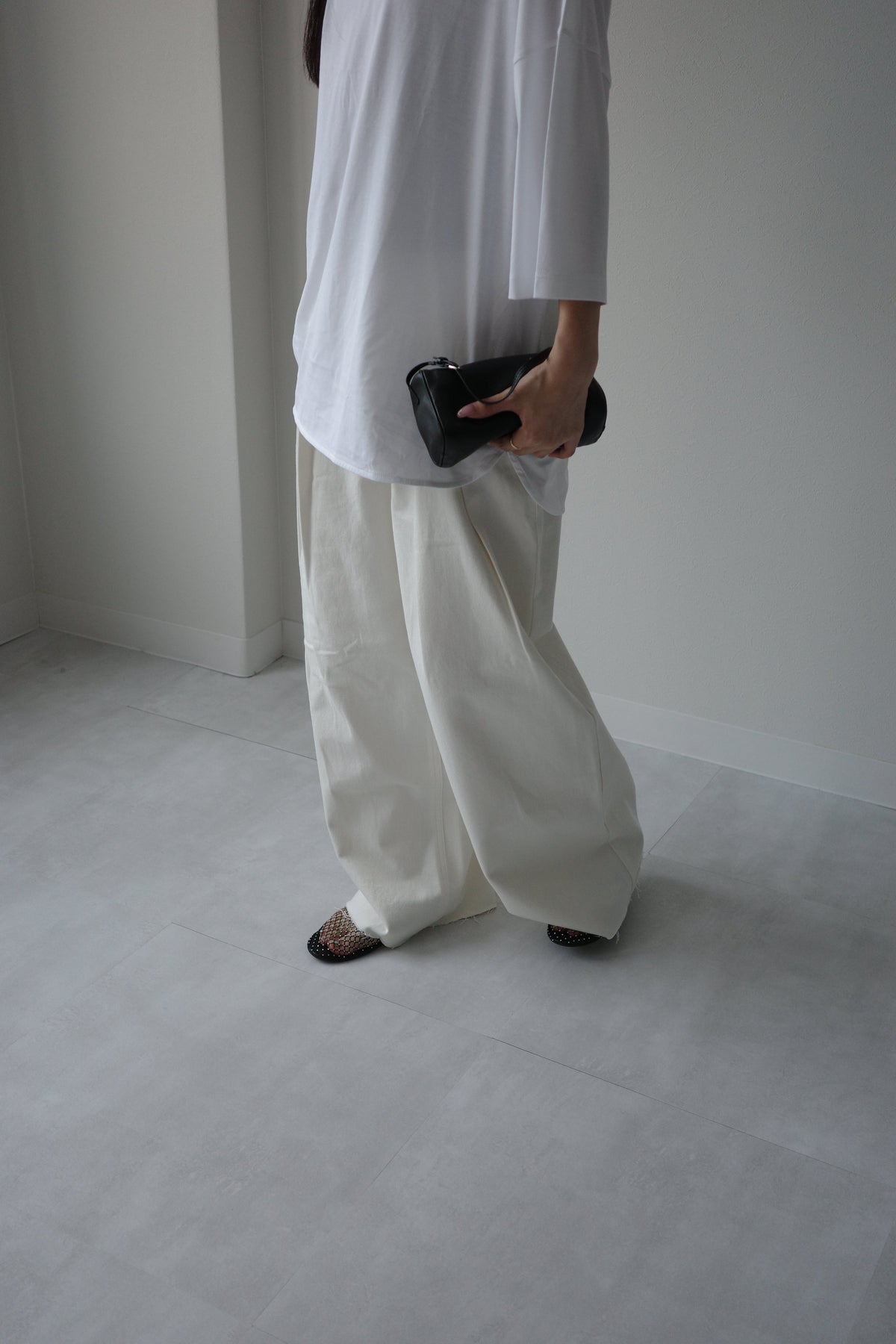 Denim tuck pants