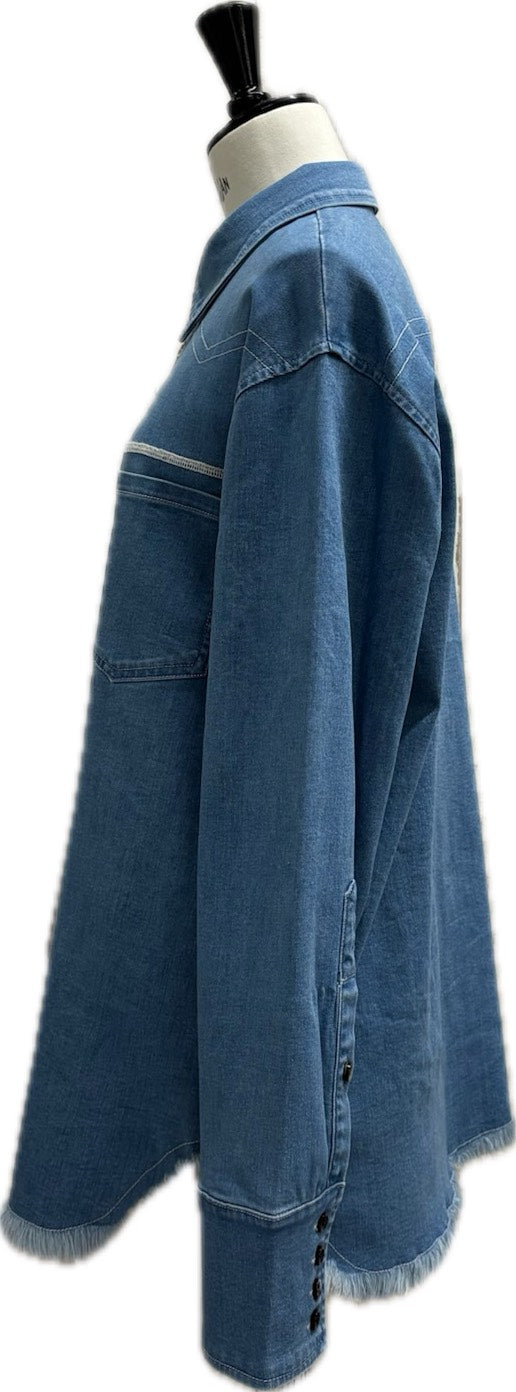 Denim fringe shirts