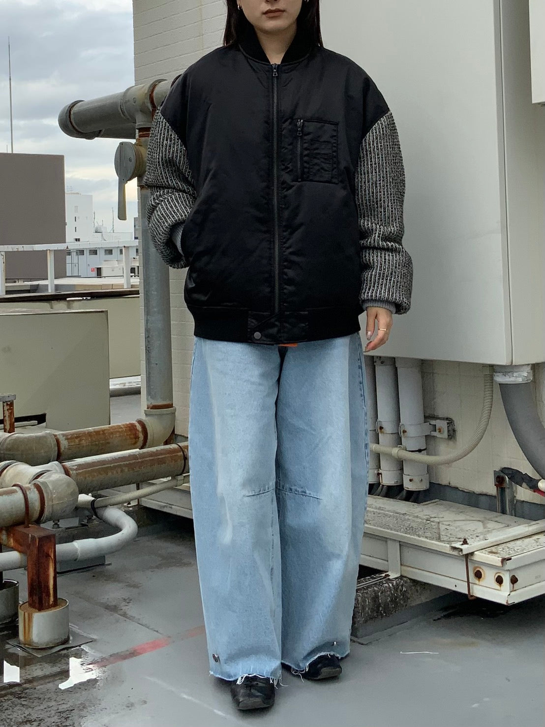 Knit docking down blouson　