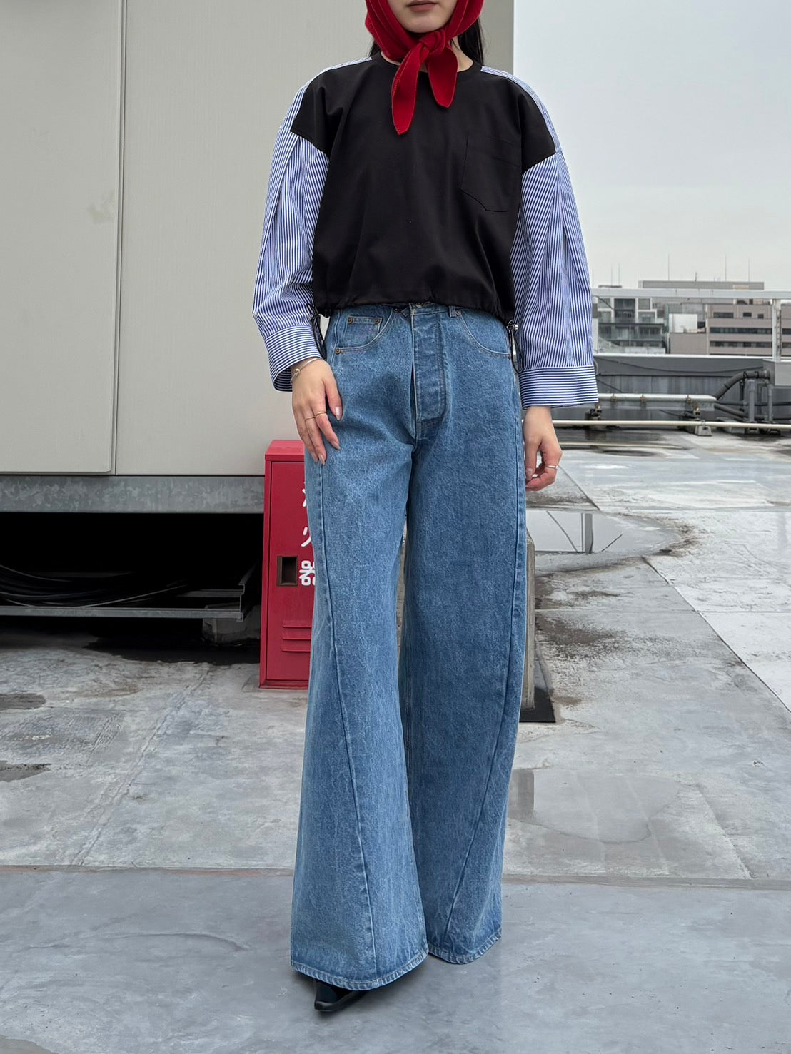 SIDOGRAS" Stripe　Docking cut＆sew 　